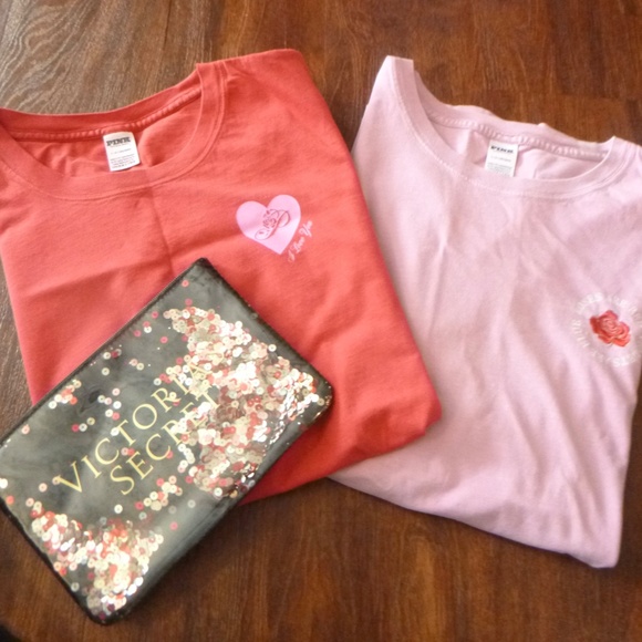 2 VICTORIA'S SECRET VALENTINE HEARTS & ROSES T SHIRTS SZ-L w/BONUS WRISTLET - Picture 15 of 16